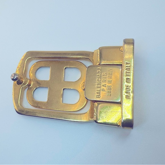 Balenciaga BB Logo Belt Buckle Gold Silver Authentic EUC Balenciaga Logo - Picture 4 of 10